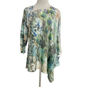 Jess & Jane Size Large  Top Shirt Abstract Colorful Art to Wear